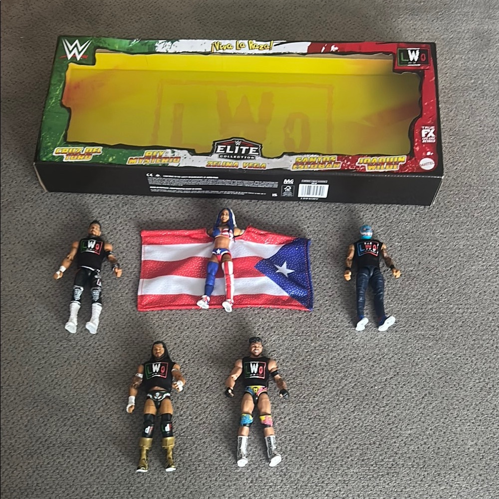 Mattel WWE Elite Action Figures Set - Black, White, Gold, Red, Blue